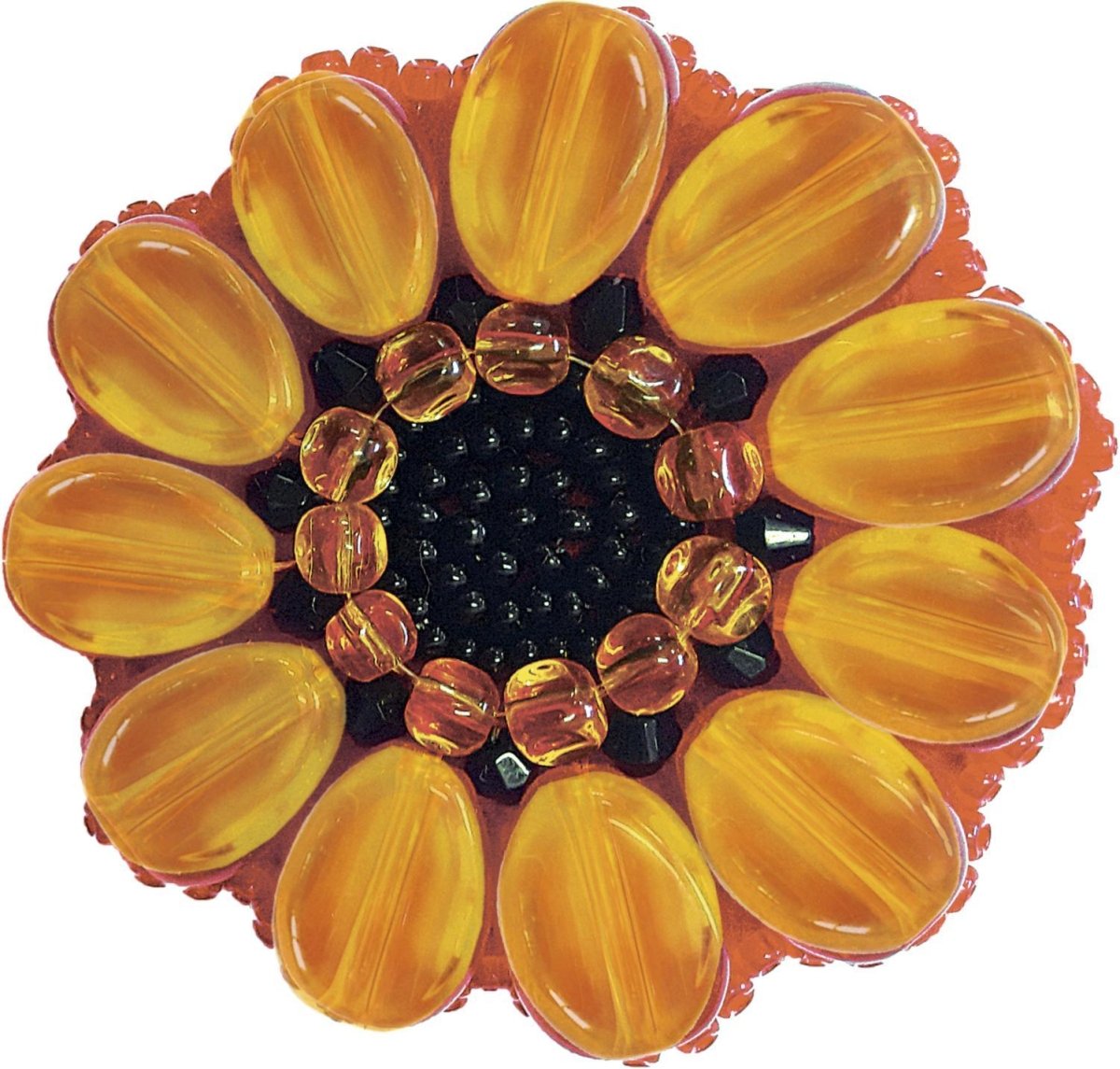 Beadwork kit for creating broоch Crystal Art Gerbera