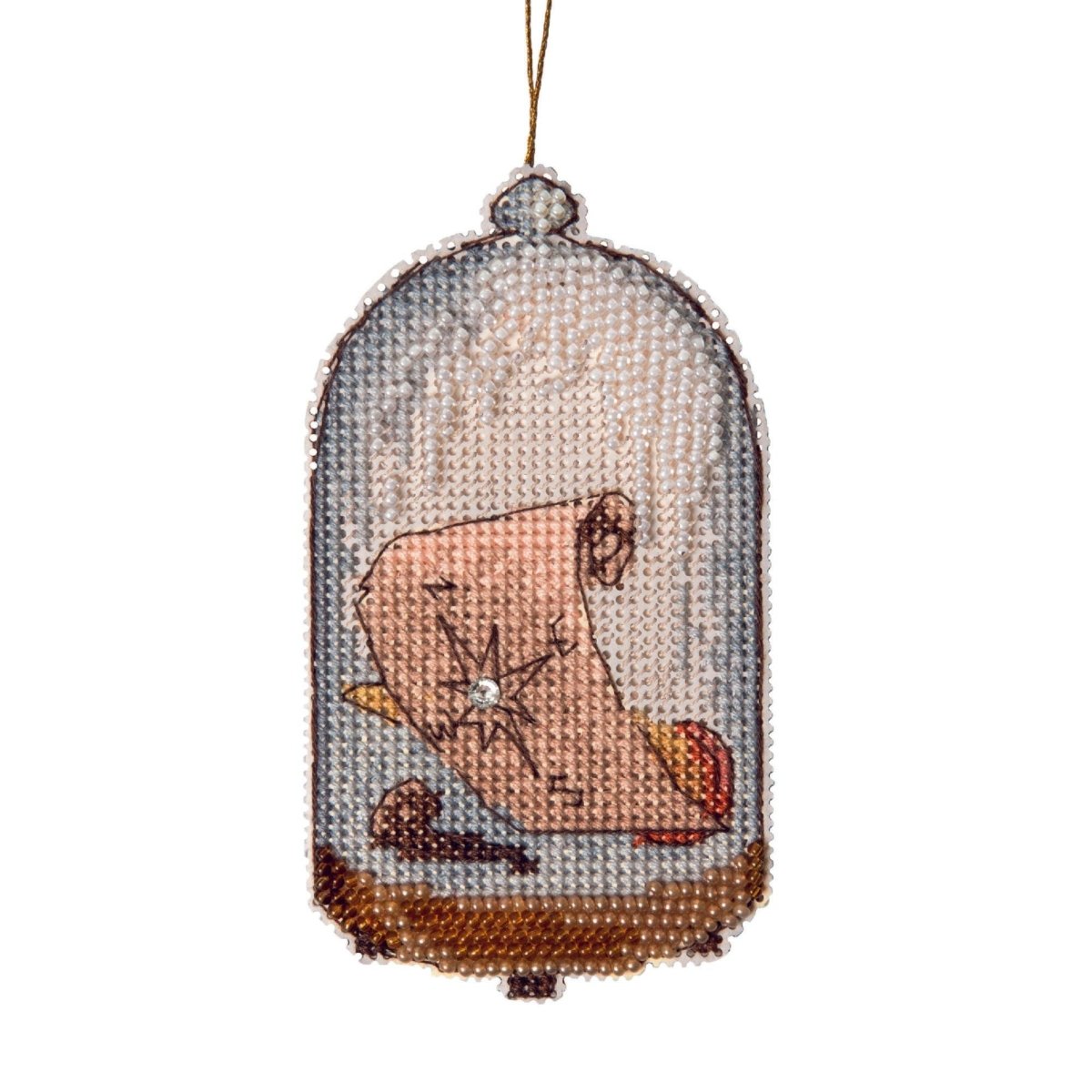 CRYSTAL ART CAPTAIN cross-stitch kit with plastic canvas.