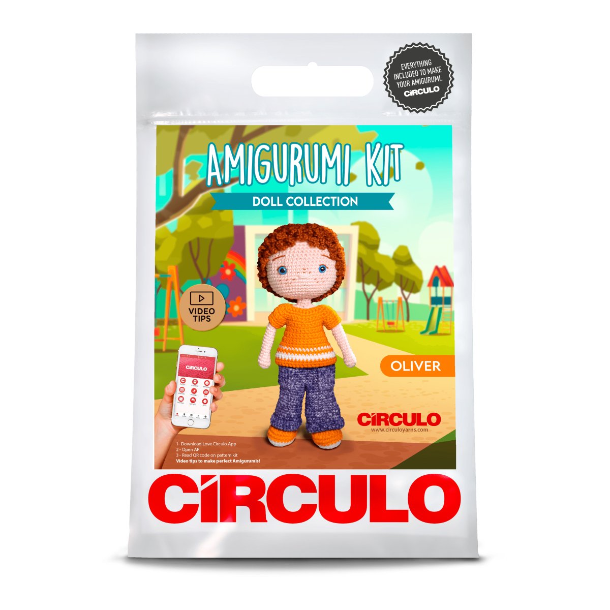 Circulo Amigurumi Kit for Oliver with yarn and instructions.