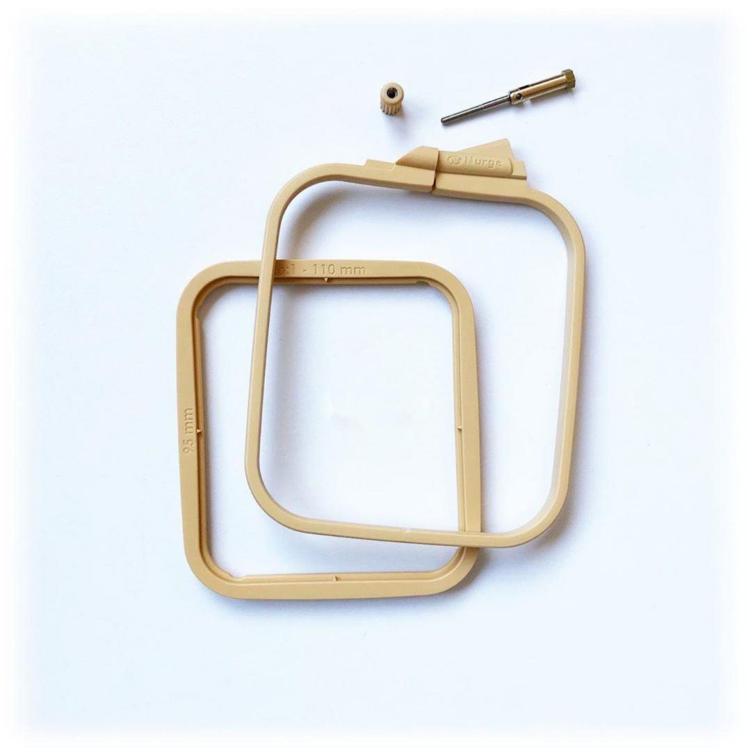 Nurge square hoop with screw for secure embroidery.