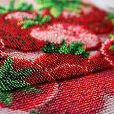 Charivna Mit Strawberry Paradise Kit, Counted Cross-Stitch with Beads.