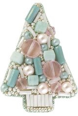 Components of the Crystal Art kit for creating a 'Blue Tree' beadwork brooch