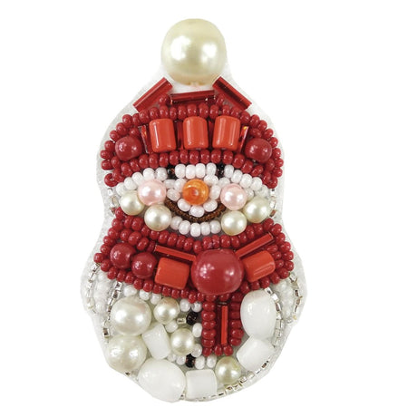 Beadwork kit for creating broоch Crystal Art Snowman