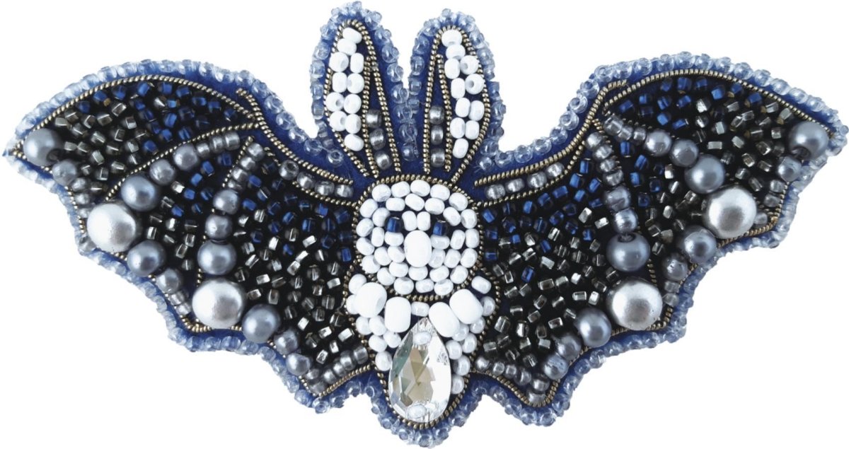 Beadwork kit for creating a crystal bat brooch.