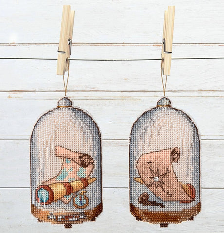 Counted cross-stitch kit for CAPTAIN In Search of Treasures on plastic canvas.