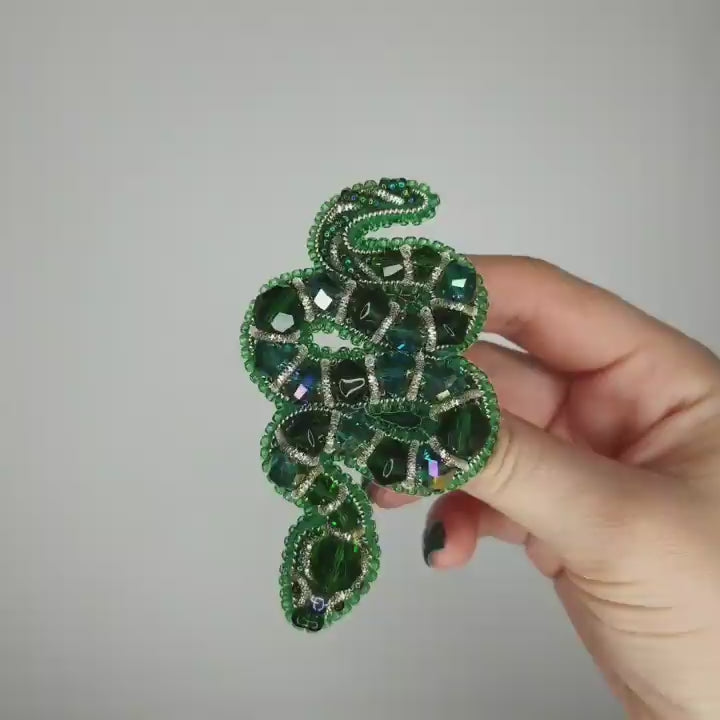 Beadwork kit for creating broоch Crystal Art Snake - Leo Hobby