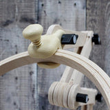 Adjustable wooden floor stand for embroidery, Nurge design.