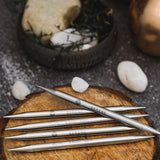 KnitPro’s Mindful Collection needles, double-pointed for balanced stitching.