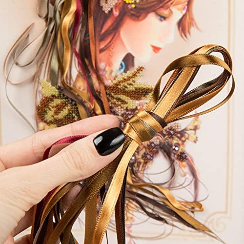 Close-up of vibrant beads arranged for an Autumn-themed bead embroidery kit.